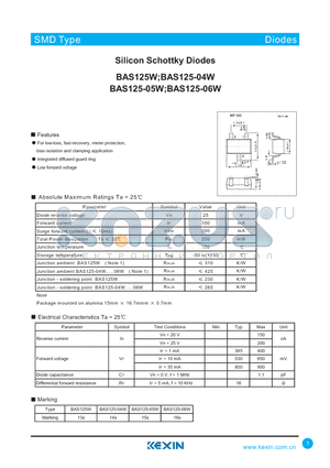 BAS125-06W datasheet - Silicon Schottky Diodes