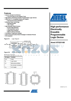 ATF22V10B-15NM/883 datasheet - High-performance Electrically Erasable Programmable Logic Device