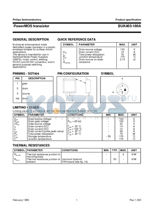 BUK463-100A datasheet - PowerMOS transistor