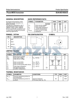 BUK463-60A datasheet - PowerMOS transistor