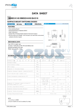 BAS16 datasheet - SURFACE MOUNT SWITCHING DIODES