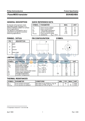 BUK482-60A datasheet - PowerMOS transistor