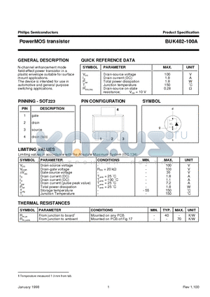 BUK482-100A datasheet - PowerMOS transistor