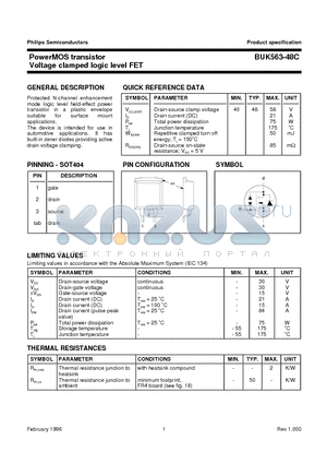 BUK563-48C datasheet - PowerMOS transistor Voltage clamped logic level FET