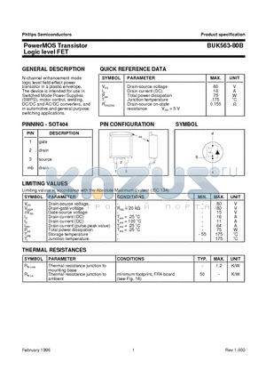 BUK563-80B datasheet - PowerMOS Transistor Logic level FET