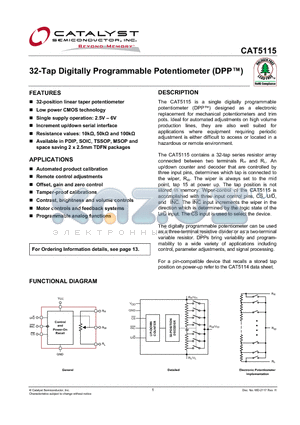 CAT5115 datasheet - 32-Tap Digitally Programmable Potentiometer (DPP)