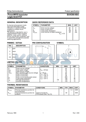 BUK566-60A datasheet - PowerMOS transistor Logic level FET