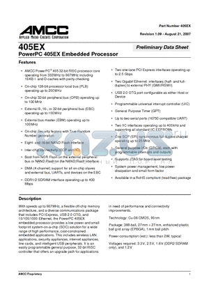 405EX datasheet - PowerPC 405EX Embedded Processor