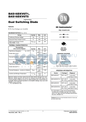 BAS16DXV6T5 datasheet - Dual Switching Diode