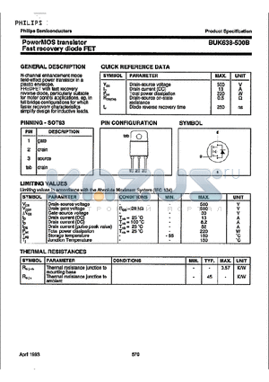 BUK638-500B datasheet - PowerMOS transistor Fast recovery diode FET