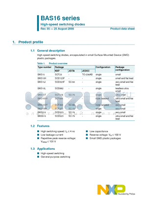 BAS16H datasheet - High-speed switching diodes