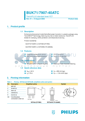 BUK7107-40ATC datasheet - TrenchPLUS standard level FET