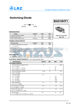 BAS16HT1 datasheet - Switching Diode