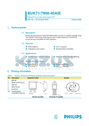 BUK7108-40AIE datasheet - TrenchPLUS standard level FET