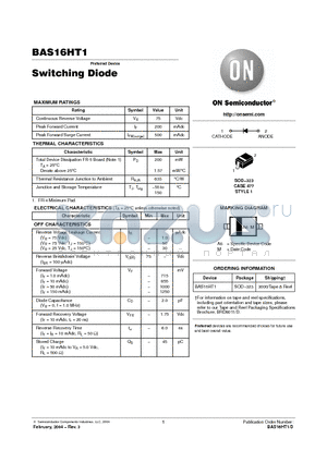 BAS16HT1D datasheet - Switching Diode