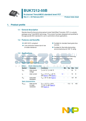 BUK7212-55B datasheet - N-channel TrenchMOS standard level FET
