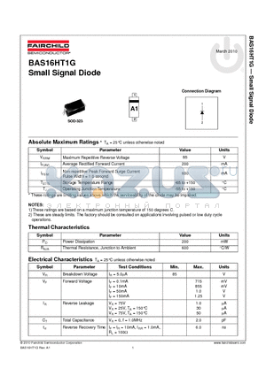 BAS16HT1G_10 datasheet - Small Signal Diode