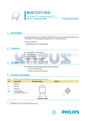 BUK7237-55A datasheet - TrenchMOS standard level FET