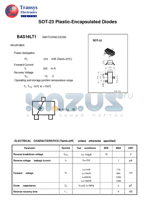 BAS16LT1 datasheet - Plastic-Encapsulated Diodes