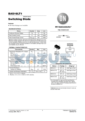BAS16LT3 datasheet - Switching Diode