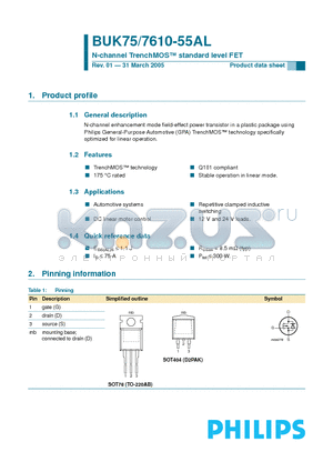 BUK7510-55AL datasheet - N-channel TrenchMOS standard level FET