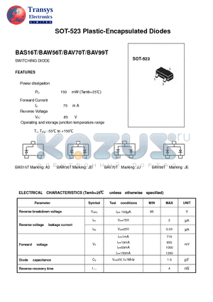 BAS16T datasheet - Plastic-Encapsulated Diodes