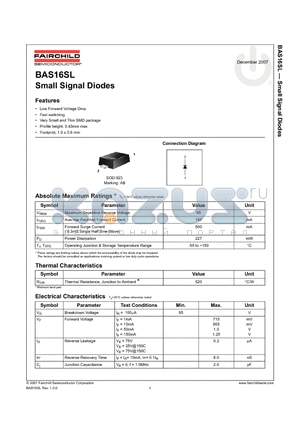 BAS16SL datasheet - Small Signal Diodes