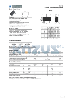 BAS16RF datasheet - 225mW SMD Switching Diode
