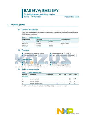 BAS16VV datasheet - Triple high-speed switching diodes