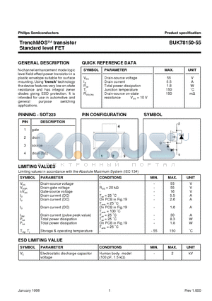 BUK78150-55 datasheet - TrenchMOS transistor Standard level FET