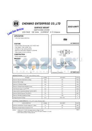 BAS16WPT datasheet - SWITCHING DIODE