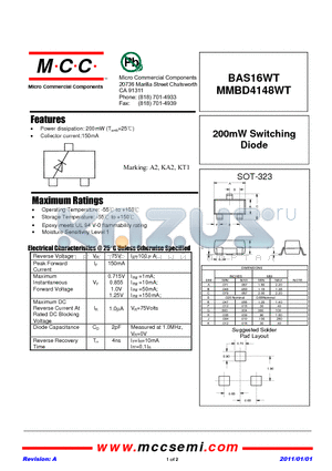 BAS16WT_11 datasheet - 200mW Switching Diode