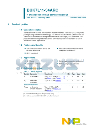 BUK7L11-34ARC datasheet - N-channel TrenchPLUS standard level FET