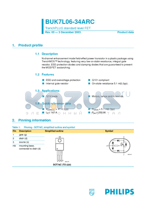 BUK7L06-34ARC datasheet - TrenchPLUS standard level FET