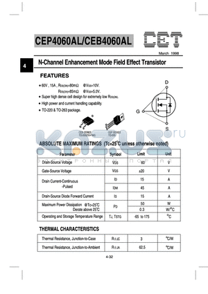 4060AL datasheet - N-Channel Enhancement Mode Field Effect Transistor