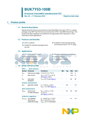 BUK7Y53-100B datasheet - N-channel TrenchMOS standard level FET