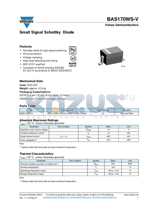 BAS170WS-V_12 datasheet - Small Signal Schottky Diode