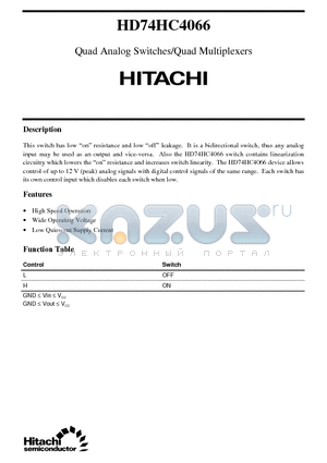 4066 datasheet - Quad Analog Switches/Quad Multiplexers