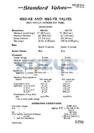 4063-AB datasheet - HIGH VACUUM CATHODE RAY TUBES