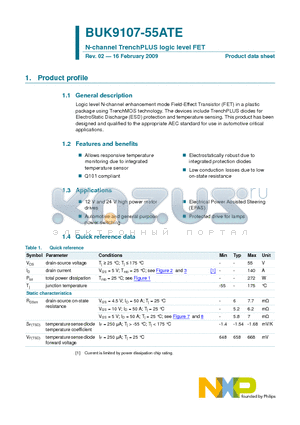 BUK9107-55ATE datasheet - N-channel TrenchPLUS logic level FET