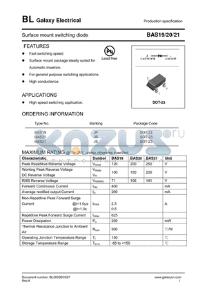 BAS19 datasheet - Surface mount switching diode