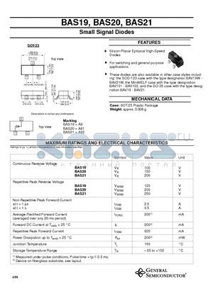 BAS19 datasheet - Small Signal Diodes