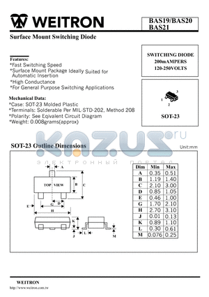 BAS19 datasheet - Surface Mount Switching Diode
