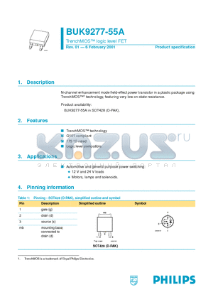 BUK9277-55A datasheet - TrenchMOS logic level FET