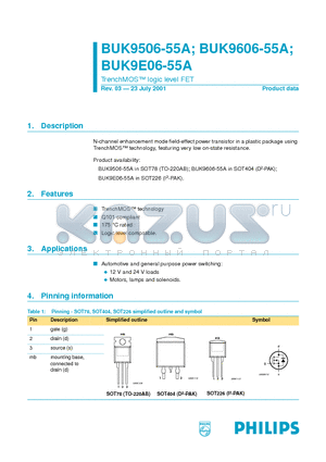 BUK9506-55A datasheet - TrenchMOS logic level FET