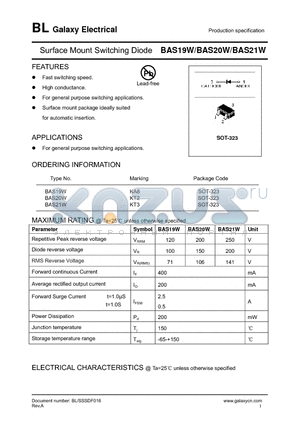 BAS19W datasheet - Surface Mount Switching Diode