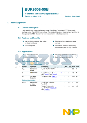 BUK9608-55B/C1 datasheet - N-channel TrenchMOS logic level FET