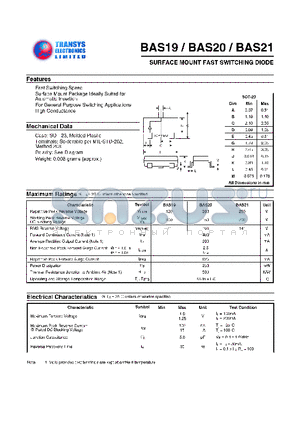 BAS20 datasheet - SURFACE MOUNT FAST SWITCHING DIODE