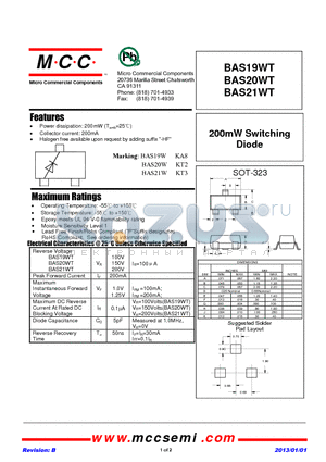 BAS19WT_13 datasheet - 200mW Switching Diode