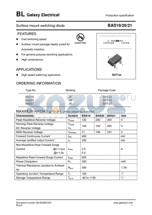 BAS20 datasheet - Surface mount switching diode